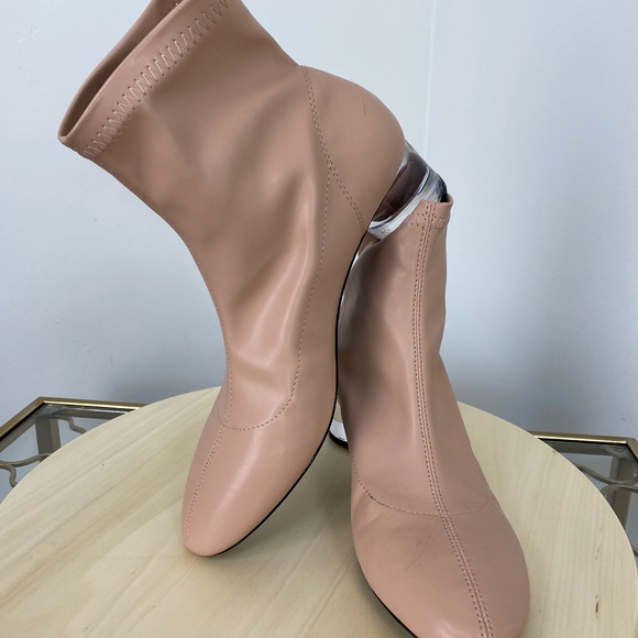 ZARA Flesh Tone Booties Ankle Boots With Clear Acrylic Heel - Picture 4 of 11